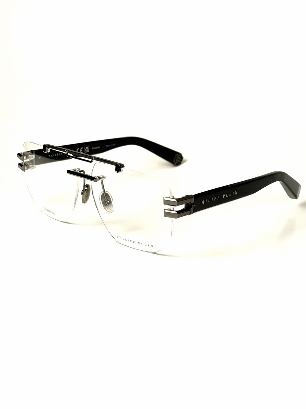 Philipp Plein VPP087 COL. 0584 Titanium Sunglasses Authentic Rimless Eyeglasses - Picture 8 of 8